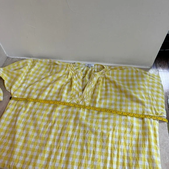 Madewell Yellow Check Gingham Long Sleeve Mini Womens Size L Shift Cotton Casual - Picture 10 of 14